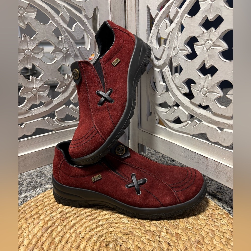 Rieker Men's Red Suede Loafers - Picture 2 of 14